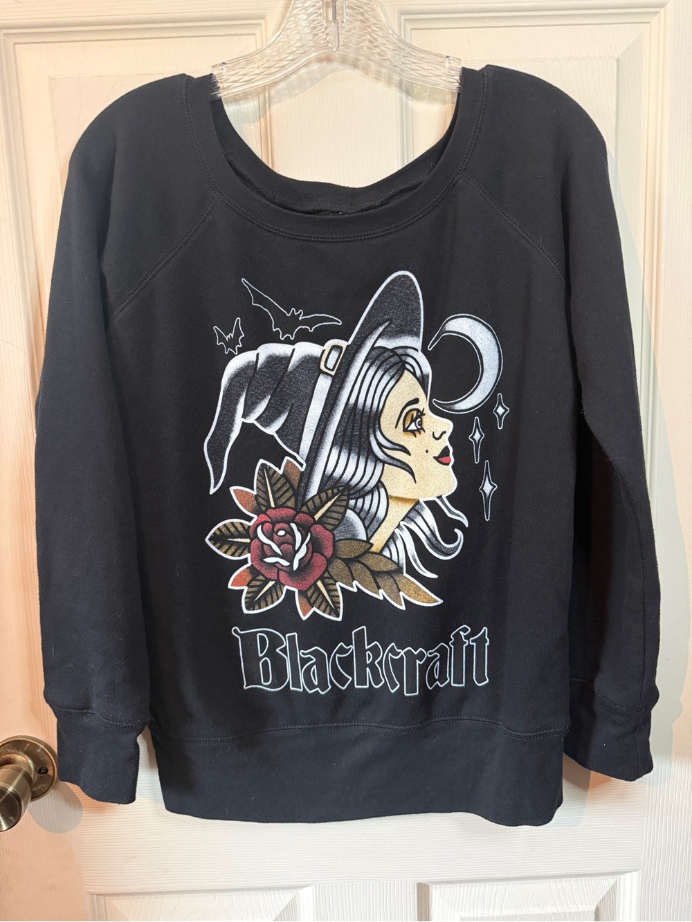 Blackcraft I Black Sweatshirts with Witch Rose Moon Bats graphic Sm/Md